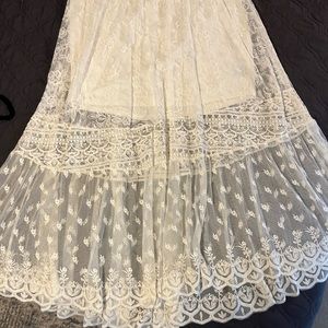 Ivory Lace Mesh Midi Skirt - Like new condition. worn once